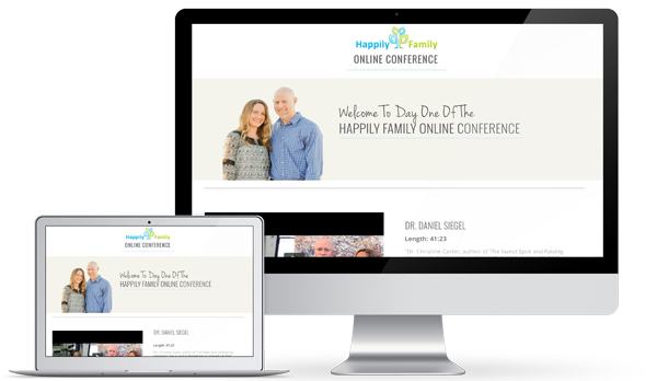 Laptop with Happily Family Conference